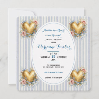 Een klein liefje bloemige blauwe babyshower uitnod