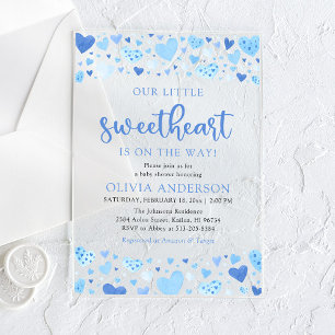 Een klein liefje Blue Valentijn Baby shower Acryl Uitnodigingen