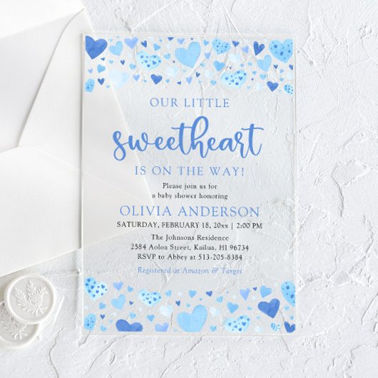 Een klein liefje Blue Valentijn Baby shower Acryl Uitnodigingen