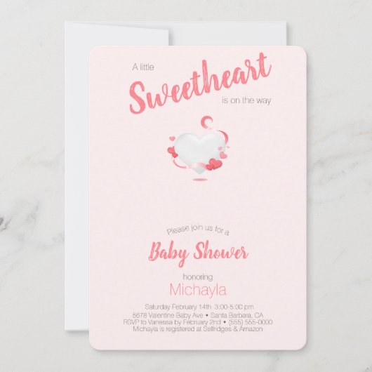 Een klein liefje roze Baby shower met een hart Kaart (Voorkant)