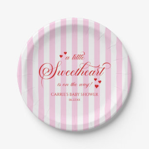 Een Klein Liefje Roze Rode Harten Baby Shower Papieren Bordje