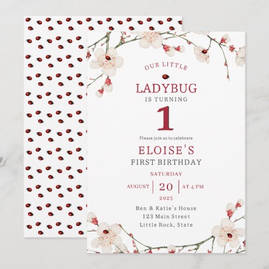 Een klein lieveheersbeestje baby meisje eerste ver kaart (Voorkant / Achterkant)