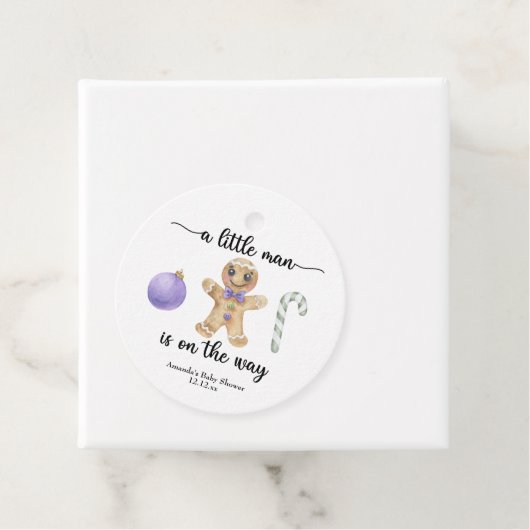 Een klein man is onderweg! Kerstkoekjes Bedankjes Labels (In situ)