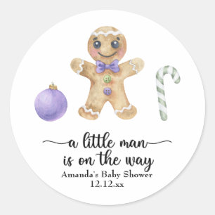 Een klein man is onderweg! Kerstkoekjes Ronde Sticker
