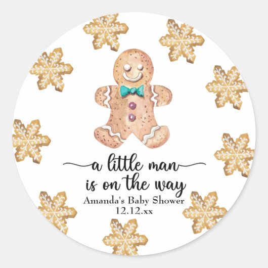 Een klein man is onderweg! Kerstkoekjes Ronde Sticker (Voorkant)