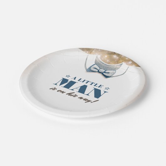 Een klein Man is op Zijn Weg Baby shower Papieren Bordje (Gekanteld)