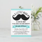 Een klein man, waterblauw snor baby shower kaart (Staand voorkant)