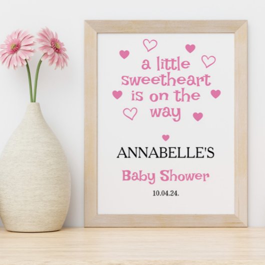 Een klein meisje Baby shower Welkom Poster