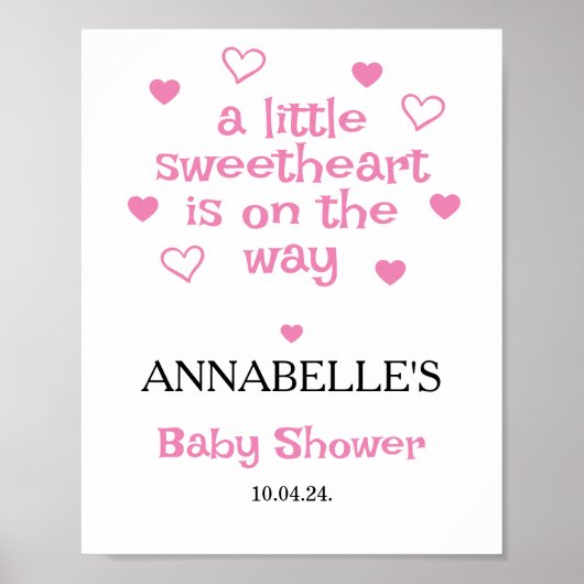 Een klein meisje Baby shower Welkom Poster (Voorkant)