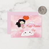 Een klein meisje dat met hartballonnen vliegt notitiekaartje (Voorkant / Achterkant in situ)