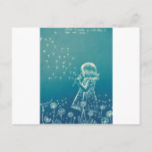 Een klein meisje dat op een dandelion blaast briefkaart (Voorkant)