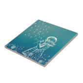 Een klein meisje dat op een dandelion blaast tegeltje (Zijkant)