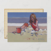 Een klein meisje dat zand speelt briefkaart (Voorkant / Achterkant)