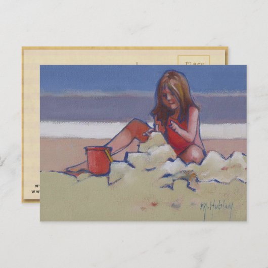 Een klein meisje dat zand speelt briefkaart (Voorkant / Achterkant)