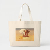 Een klein meisje dat zand speelt grote tote bag (Voorkant)