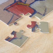Een klein meisje dat zand speelt legpuzzel (Zijkant)
