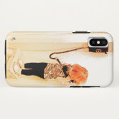 Een klein meisje die op een wandtelefoon praat, k Case-Mate iPhone case (Achterkant (horizontaal))