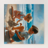 Een klein meisje en jongen die een zandkasteel bou legpuzzel (Horizontaal)