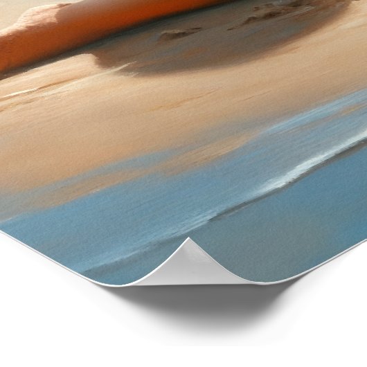 Een klein meisje en jongen die een zandkasteel bou poster (Hoek)