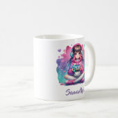 Een klein meisje gamer spelen video spel koffiemok (Voorkant rechts)