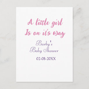 Een klein meisje is op komst baby shower roze naam briefkaart