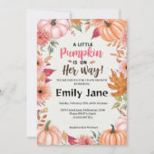 Een klein meisje pompoen Bloemen Baby shower Kaart (Voorkant)