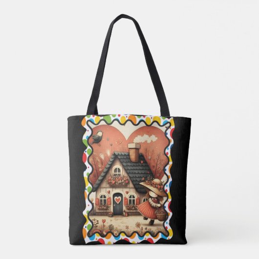 Een klein meisje rent voor een huis tote bag (Achterkant)