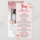Een klein menu|Roze Peony Baby shower Foto Menu (Voorkant / Achterkant)