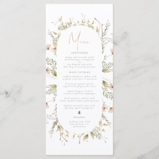 Een klein menu van het Baby shower van Boho Bee Gi (Voorkant)