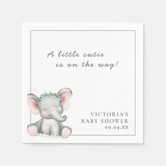 Een klein olifant eenvoudig script Baby shower Servet (Voorkant)