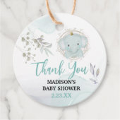Een klein olifantenjongetje baby shower bedankjes labels (Voorkant)