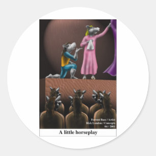 Een klein paard speelt grappige Cartoon-cadeaus vo Ronde Sticker