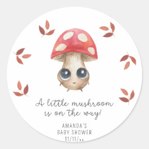 Een klein paddenstoeltje is op komst - Baby shower Ronde Sticker