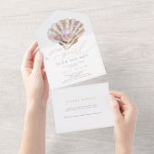 Een klein pareltje is onderweg naar het Baby showe All In One Uitnodiging (Afscheurbaar)