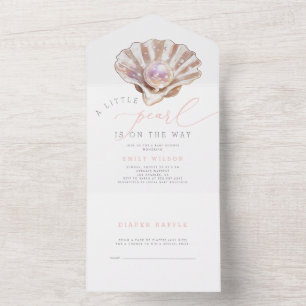 Een klein pareltje is onderweg naar het Baby showe All In One Uitnodiging