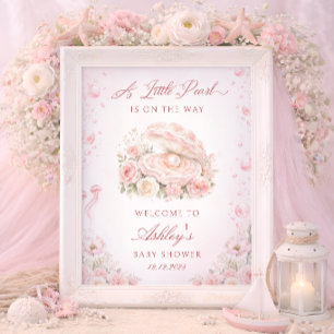 Een Klein Pareltje Onder de Zee Baby Shower Welkom Poster
