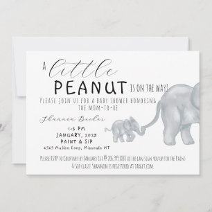 Een klein peanut is op komst, baby shower uitnodig kaart
