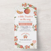 Een klein Perzikje is onderweg naar Baby shower All In One Uitnodiging (Binnen)