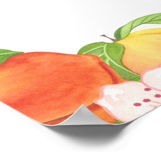 Een Klein Perzikje Is Op Weg Meisje Baby Shower Poster (Hoek)