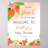 Een Klein Perzikje Is Op Weg Meisje Baby Shower Poster (Voorkant)