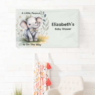 Een Klein Pindaatje Is Op Weg Jongen Babyshower Spandoek