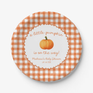 Een Klein Pompje Whimsical Oranje Herfst Baby Show Papieren Bordje