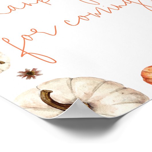 Een klein pompoen Baby shower Bedankt voor het kom Poster (Hoek)