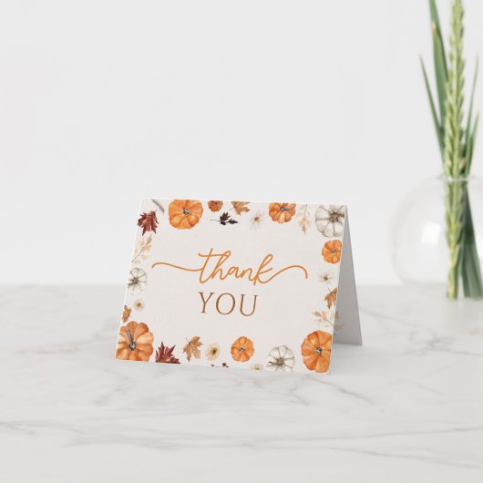 Een klein pompoen Baby shower dank u kaart (Voorkant)