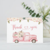 Een klein pompoen Baby shower dank u kaart (Staand voorkant)