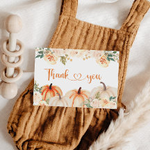 Een klein pompoen Baby shower dank u kaart