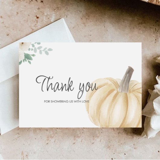 Een klein pompoen Baby shower dank u kaart