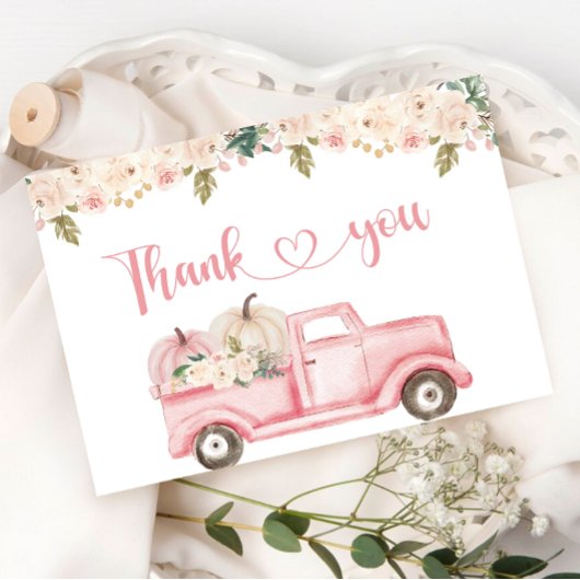 Een klein pompoen Baby shower dank u kaart