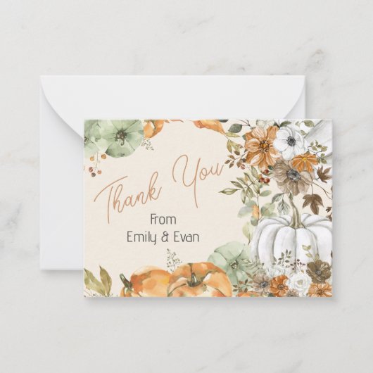 Een klein pompoen Baby shower dank u Notitiekaartje (Voorkant)