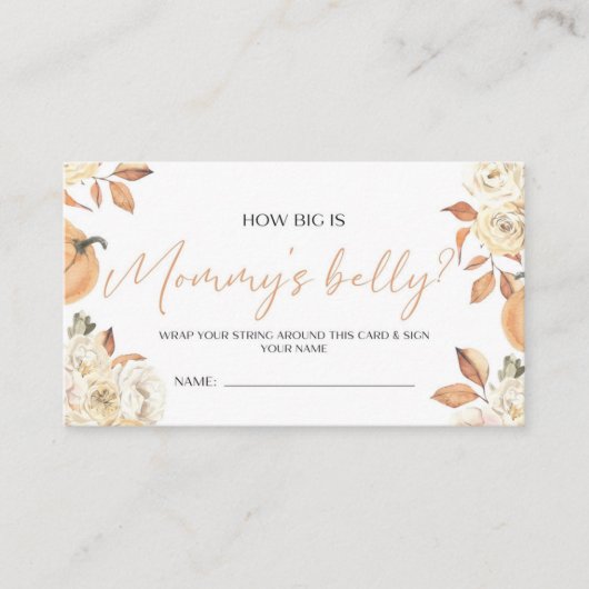 Een klein pompoen Baby shower hoe groot is haar bu Informatiekaartje (Voorkant)